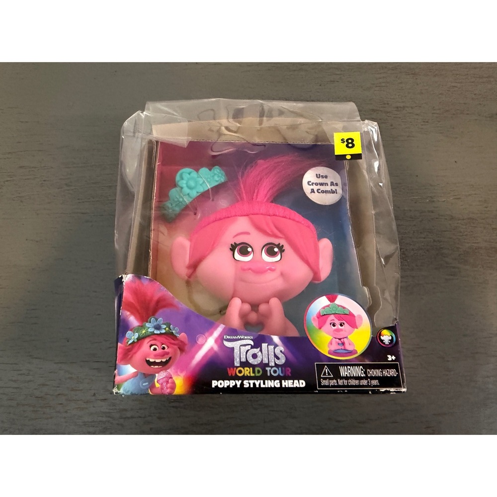 DreamWorks Trolls World Tour Poppy Styling Head Pink Hair Toy with Comb New